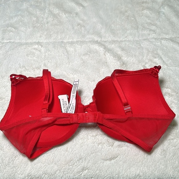 Victoria’s Secret Push Up Lined Demi Lace Bra Red Gold Metallic Size 32 D NEW - Picture 5 of 12